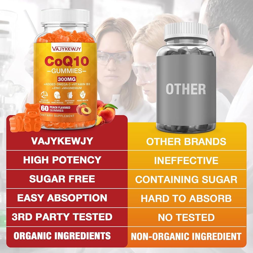 VAJYKEWJY Sugar-Free CoQ10 Gummies 300 mg - 60 Count - image 5