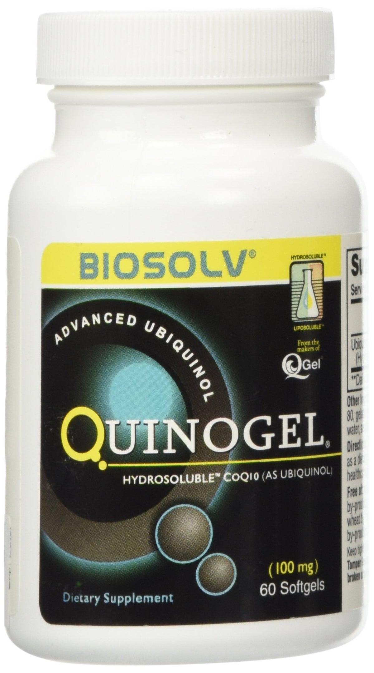 Tishcon QuinoGel Solubilized Ubiquinol CoQ10 100mg - 60 Softgels