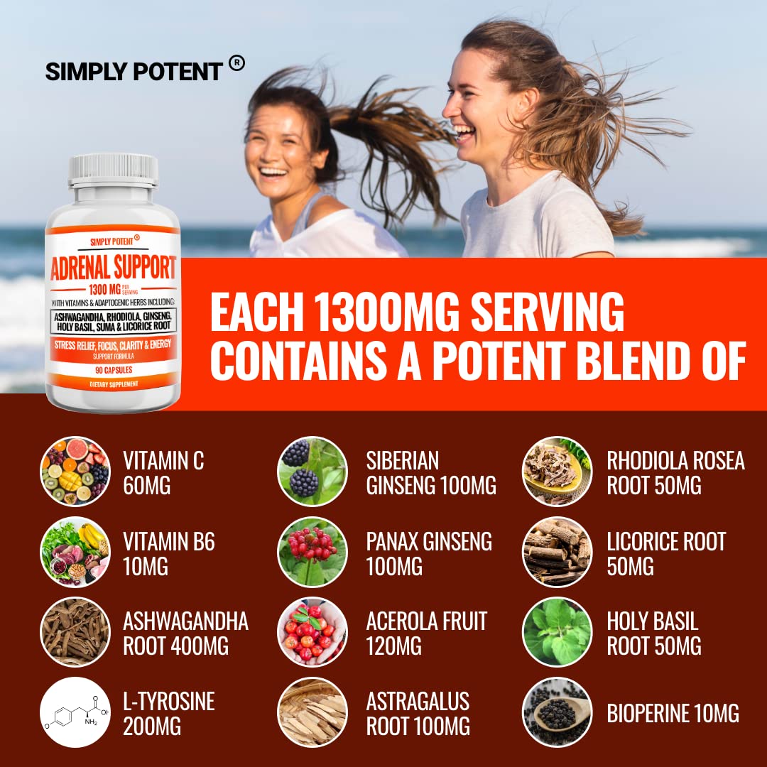 Simply Potent Adrenal Support and Cortisol Manager - 90 Capsules - image 3