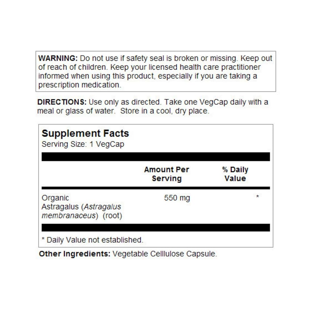 SOLARAY Astragalus Root 550 mg - 100 Vegetarian Capsules - image 3