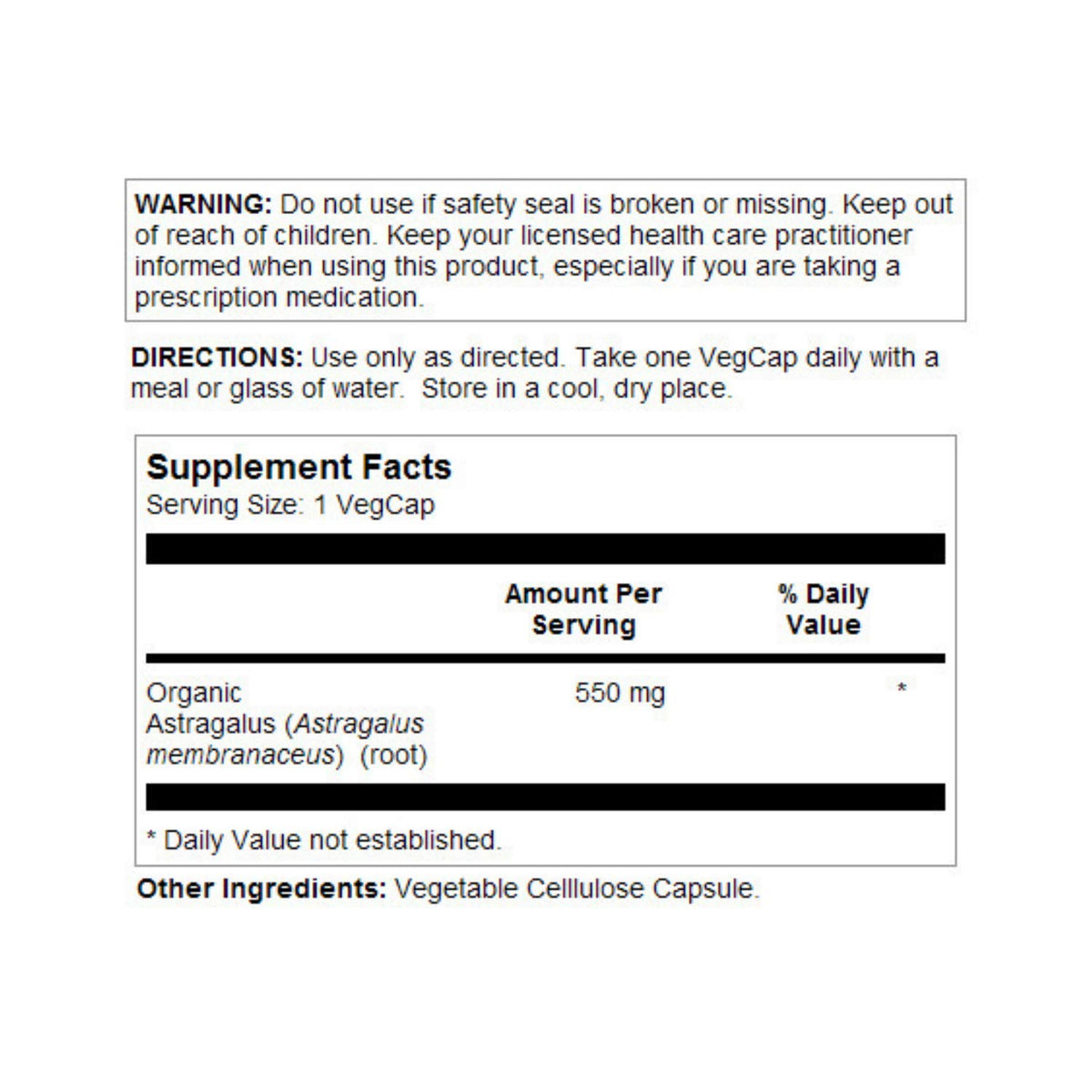 SOLARAY Astragalus Root 550 mg - 100 Vegetarian Capsules - image 3