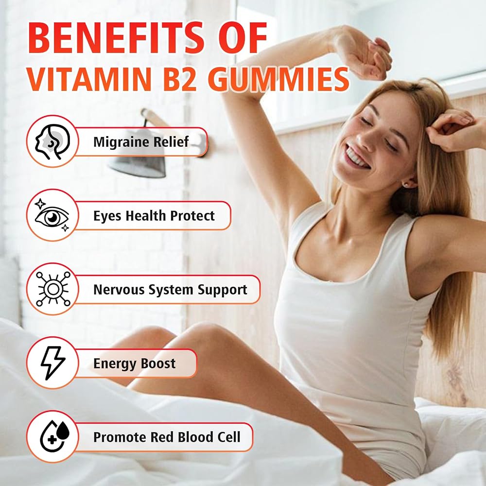 GrnLife Vitamin B2 Gummies, Riboflavin 400mg with Magnesium for Kids