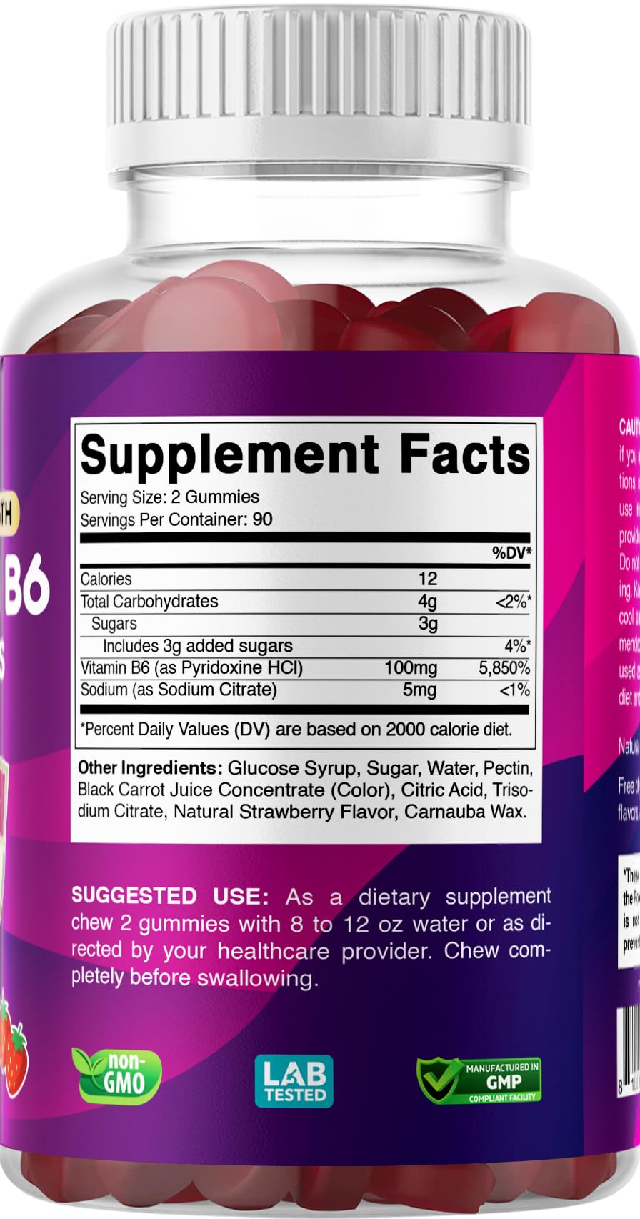 Vitabod Extra Strength Vitamin B6 Gummies 100mg - 180 Gummies - image 8