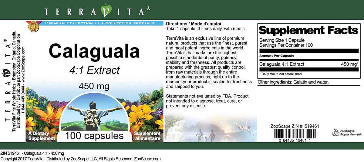 Terravita Calaguala 4:1-450 mg (100 Capsules, ZIN: 519461)