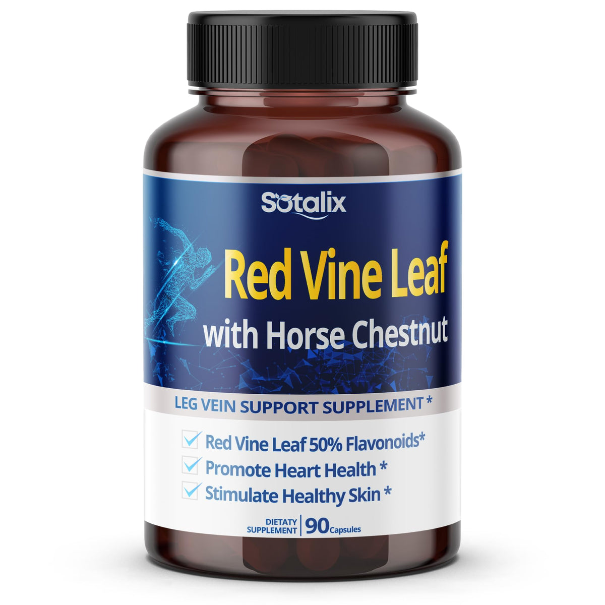 Sotalix Red Vine Leaf 1,500 mg with Horse Chestnut & Beet Root - 90 Capsules