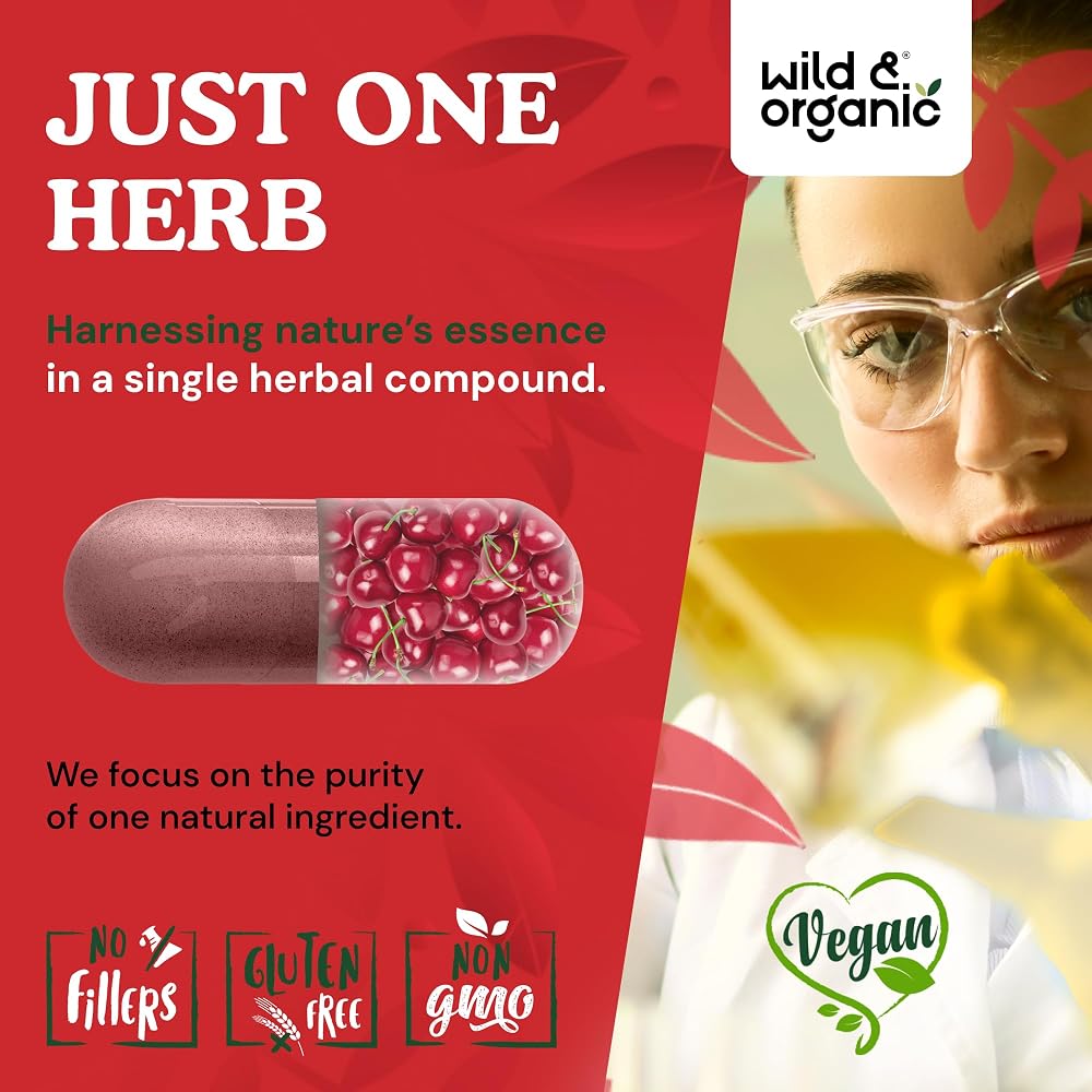Wild & Organic Tart Cherry Capsules 600 mg Uric Acid Support - 90 Count - image 5