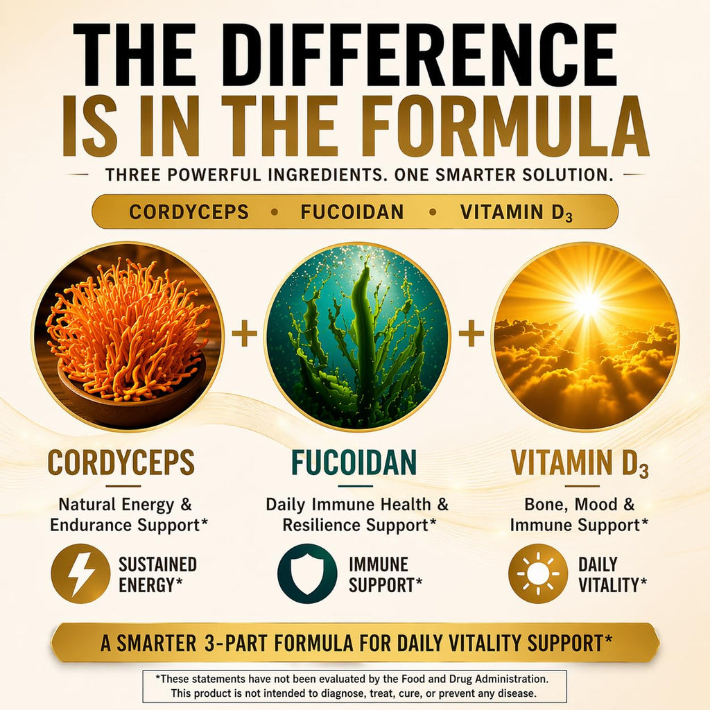 L & L Supplement Cordyceps FD1000 with Fucoidan & Vitamin D - 60 Capsules - image 3