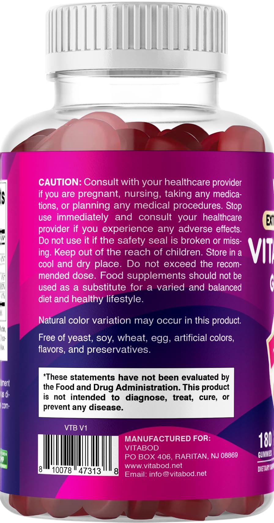 Vitabod Extra Strength Vitamin B6 Gummies 100mg - 180 Gummies - image 9