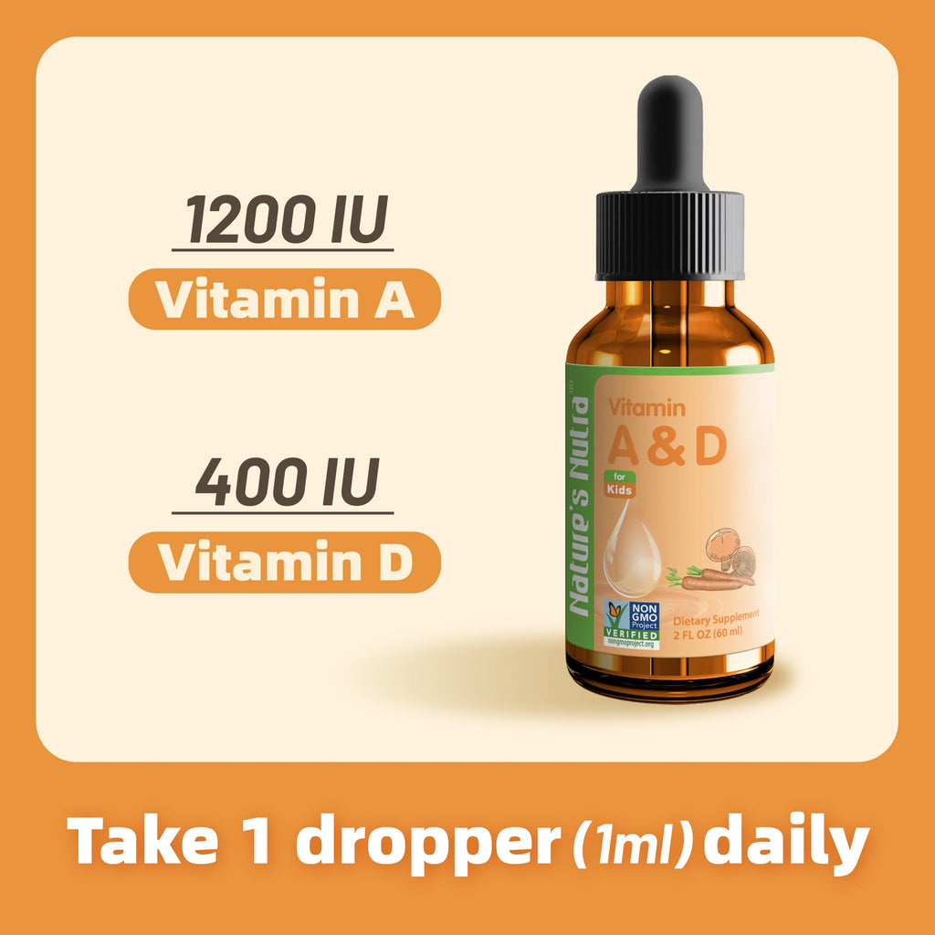 Nature's Nutra Vitamin A & D Liquid Drops for Kids - 2 Fl Oz - image 3
