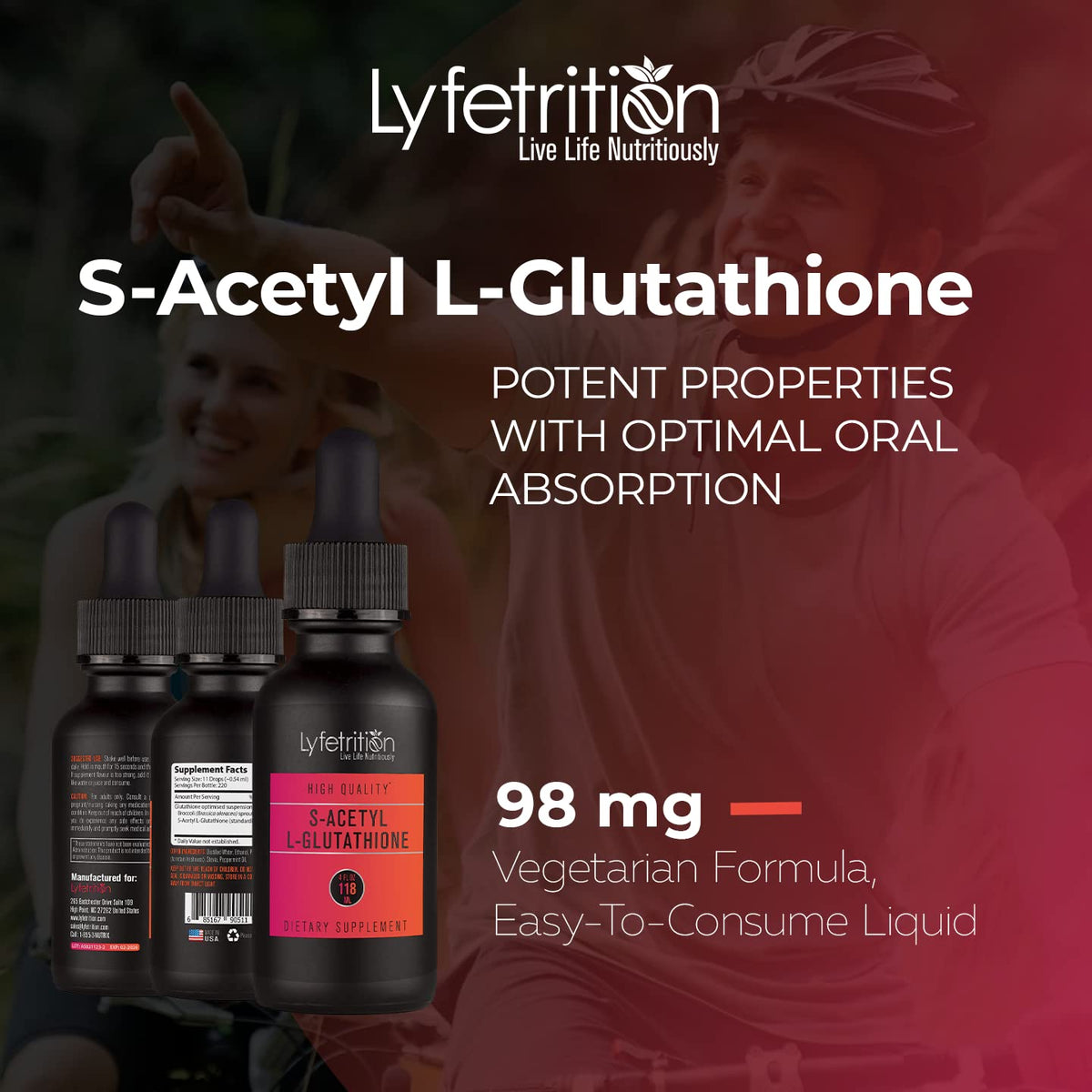 Lyfetrition S-Acetyl L-Glutathione 98mg Liquid - 220 Servings - image 4