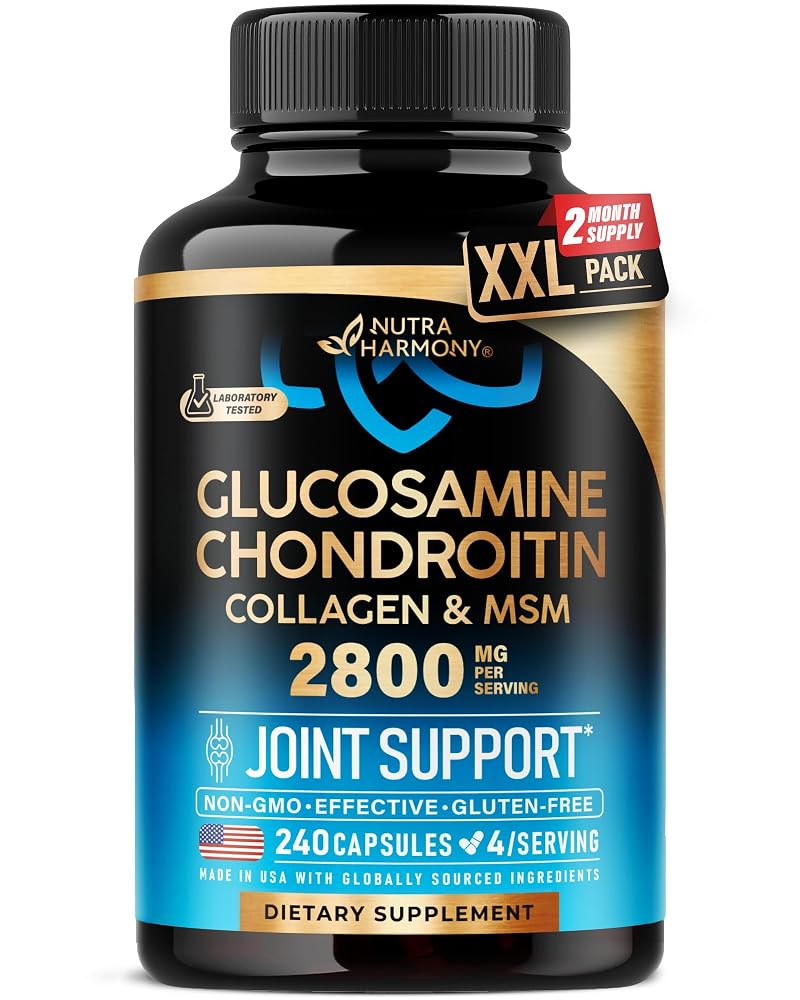 NUTRAHARMONY Glucosamine Chondroitin MSM Collagen - 240 Capsules