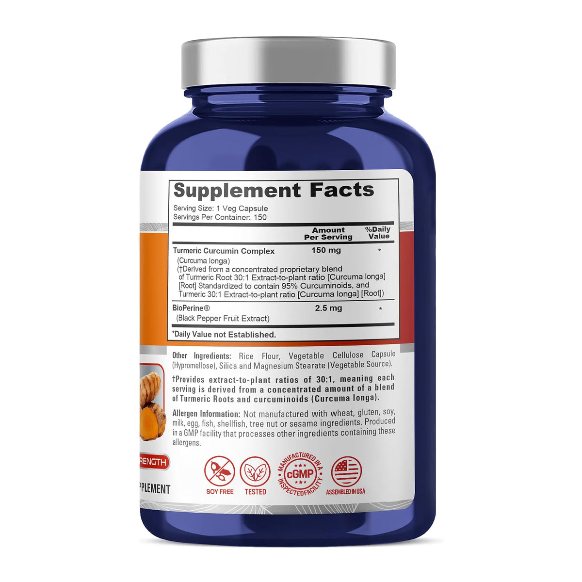 NusaPure Turmeric Curcumin Complex 150 mg - 150 Vegetarian Capsules - image 2