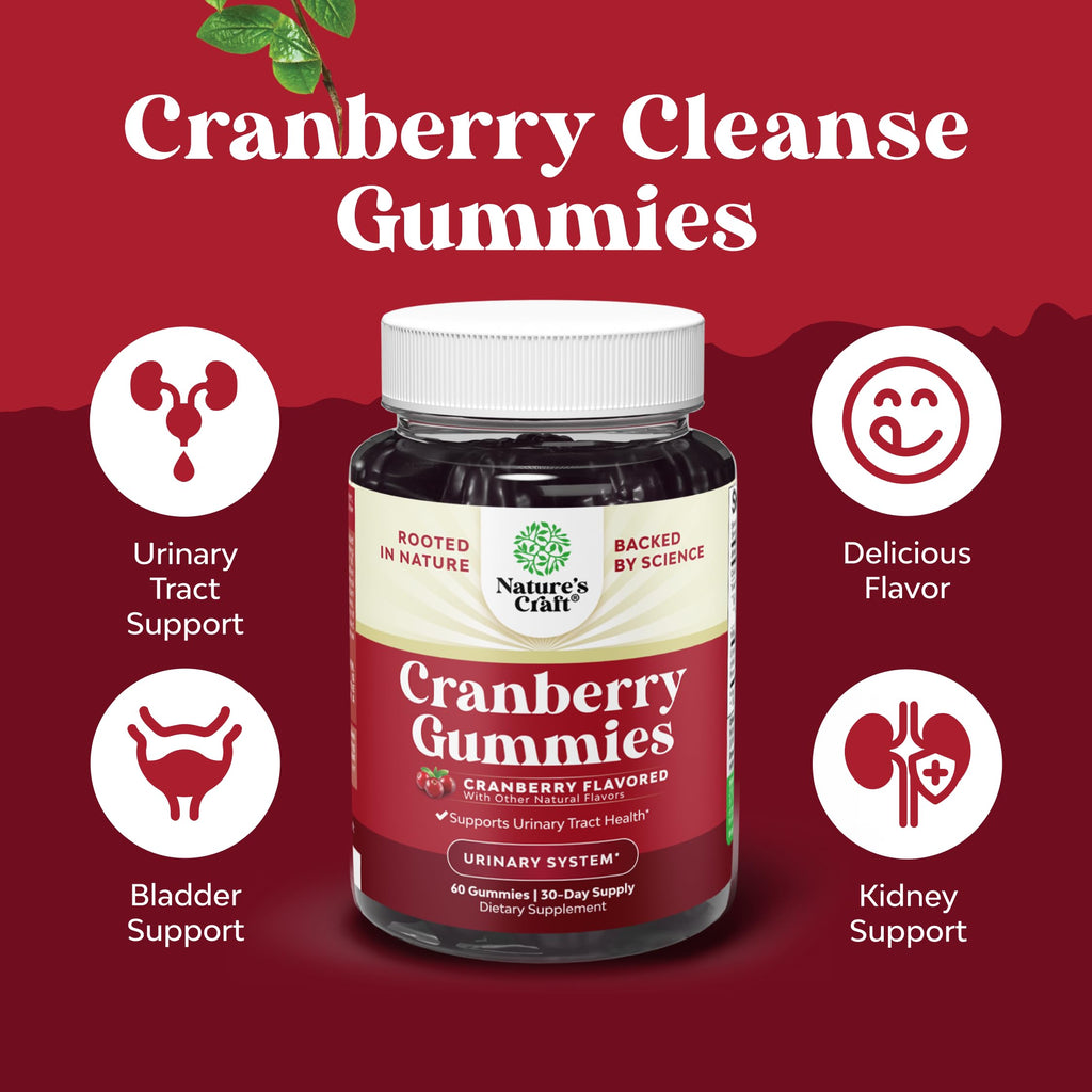 Natures Craft Natural Cranberry Gummies for Kidney & Bladder Support - 60 Count - image 2