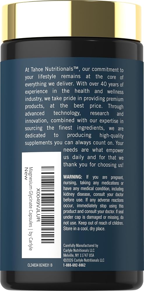 Tahoe Nutritionals Magnesium Glycinate Complex with Vitamin D3 - 120 Capsules - image 3
