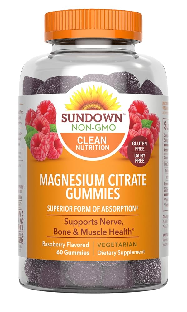 Sundown Magnesium Citrate Gummies Raspberry Flavored - 60 Count