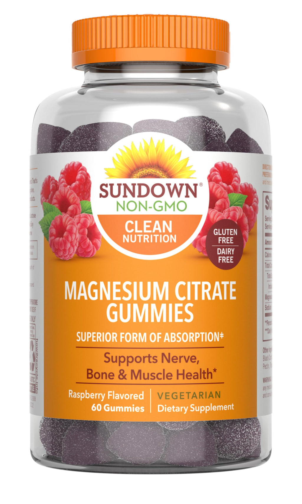 Sundown Magnesium Citrate Gummies Raspberry Flavored - 60 Count