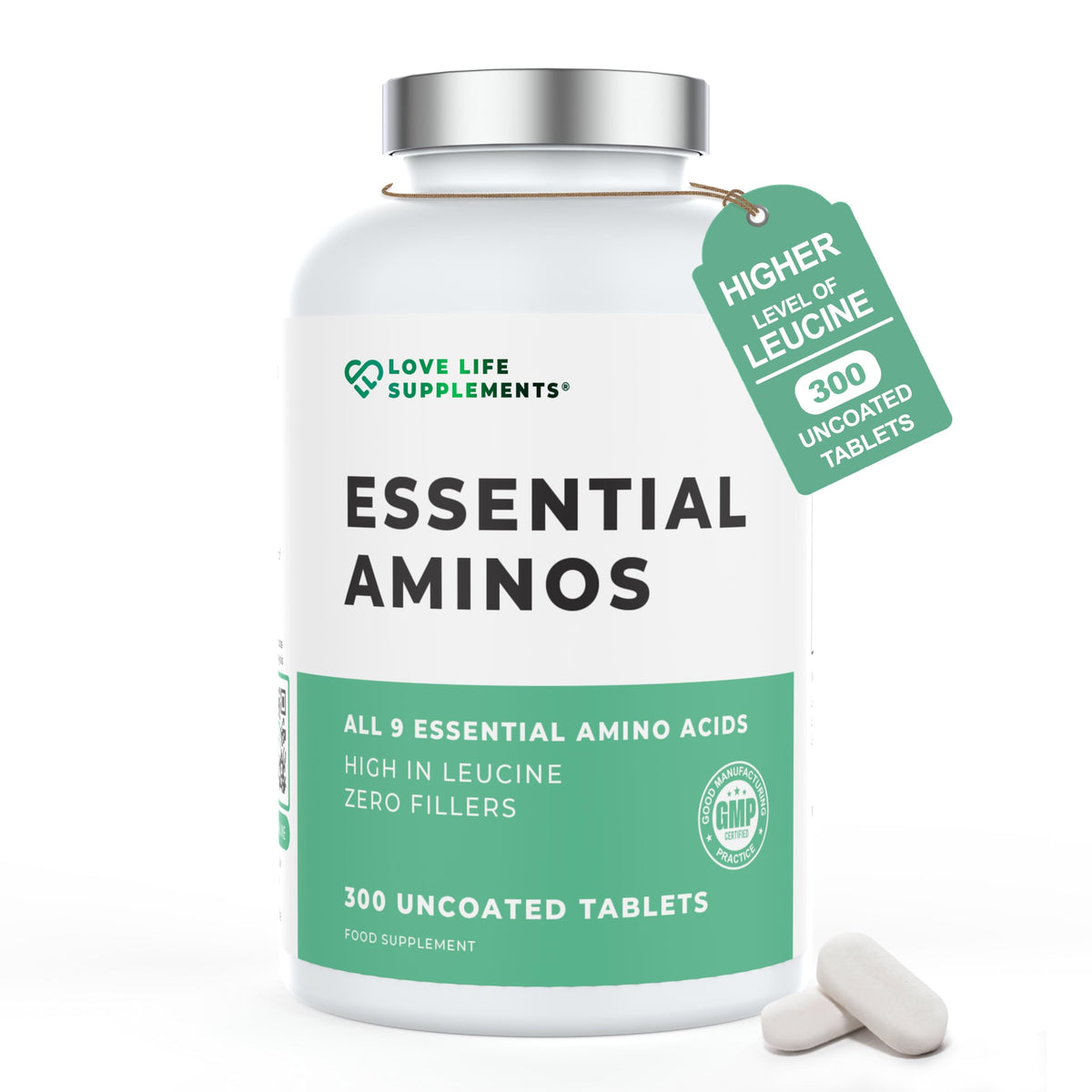 Love Life Supplements Essential Amino Acids EAA & BCAA Tablets - 300 Tablets