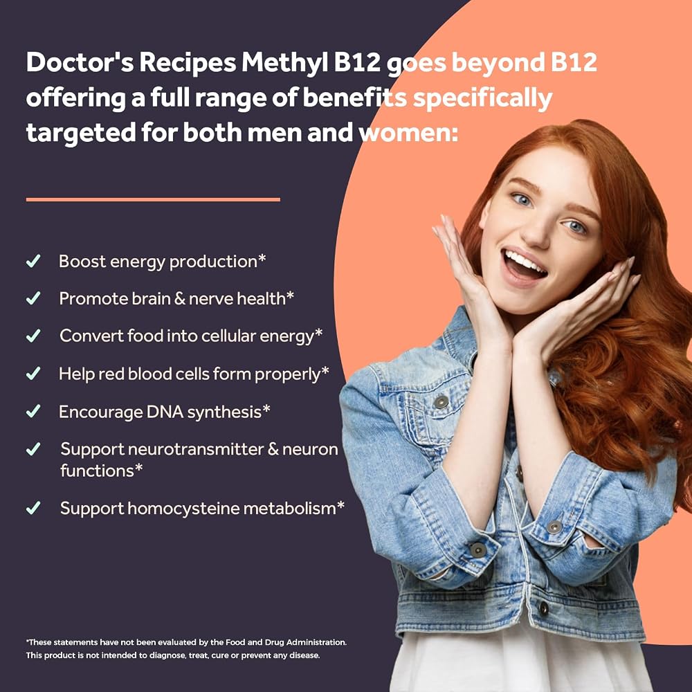Doctor's Recipes Vitamin B12 Sublingual Methylcobalamin 5000 mcg - 120 Tablets - image 3