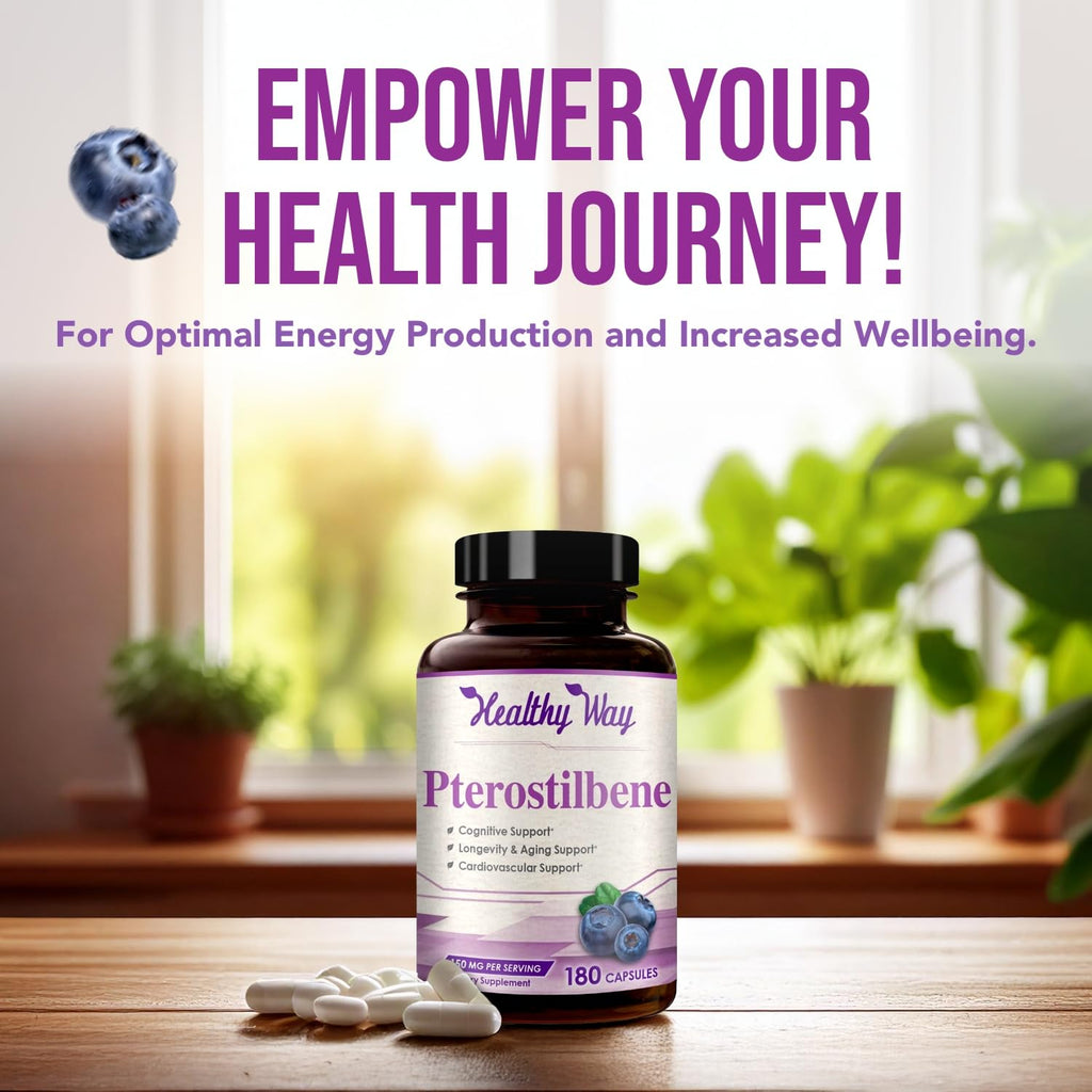 HealthyWayRx Pterostilbene 150mg Antioxidant Supplement - 180 Capsules - image 5