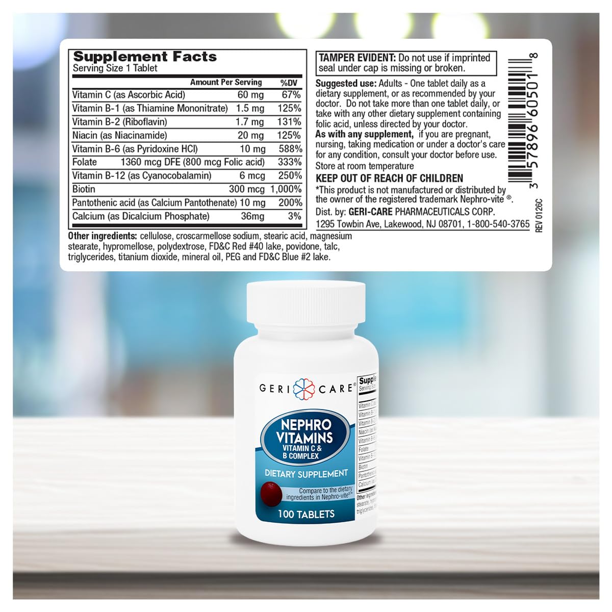 GeriCare Nephro Vitamin C & B Complex Tablets - 100 Count - image 3