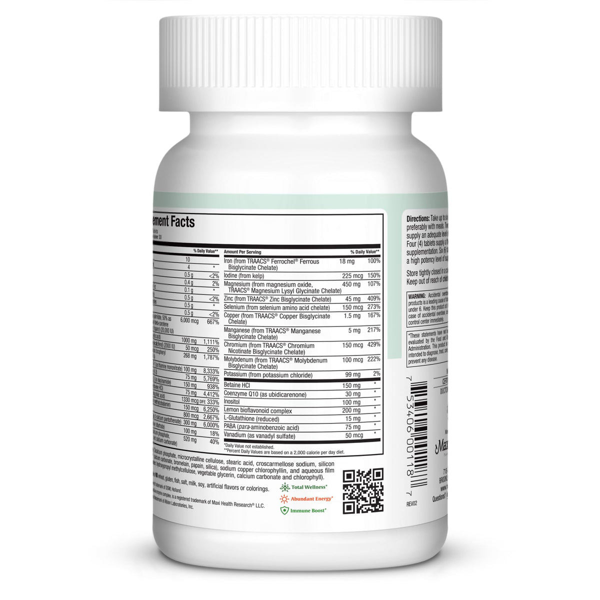 Maxi Health Supreme - High Potency Multivitamin & Mineral Supplement