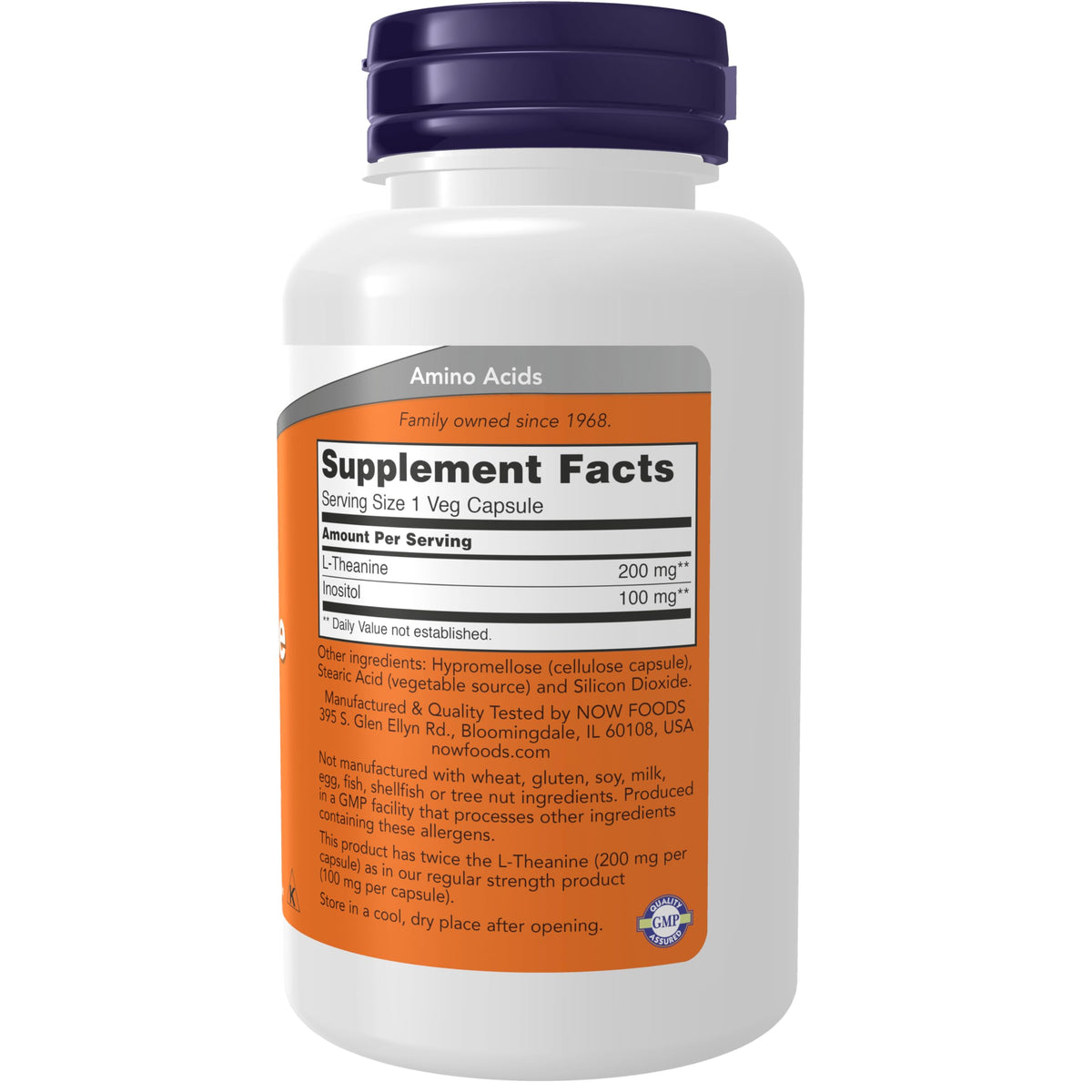 NOW L-Theanine 200 mg with Inositol - 120 Vegetarian Capsules - image 2