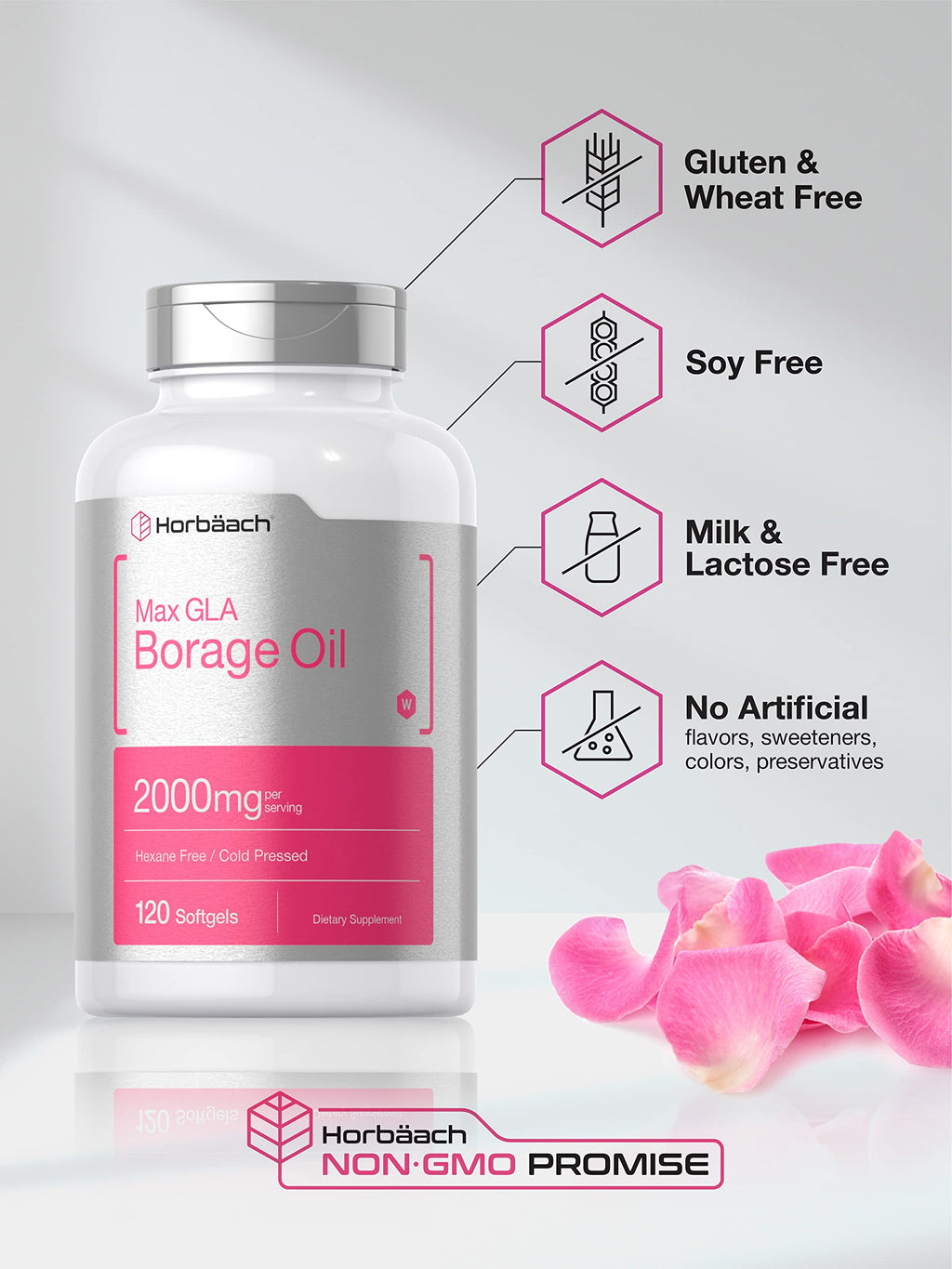 Horbäach Borage Oil 2000 mg GLA - 120 Softgels - image 4