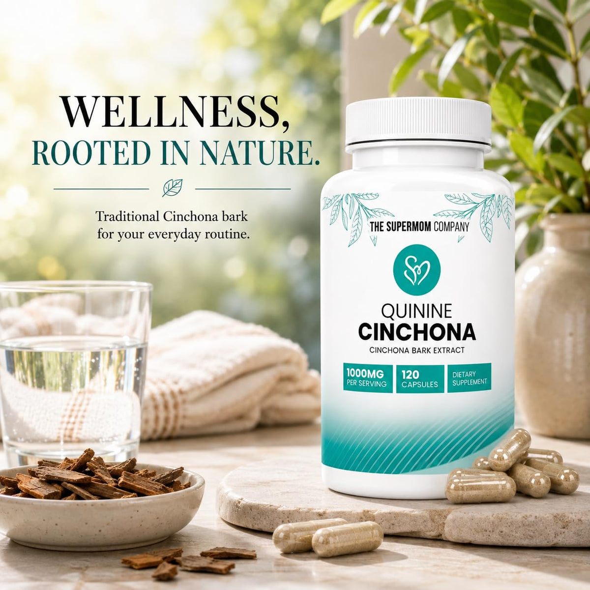 The Supermom Company Quinine Cinchona Bark Extract 1000 mg - 120 Capsules - image 3