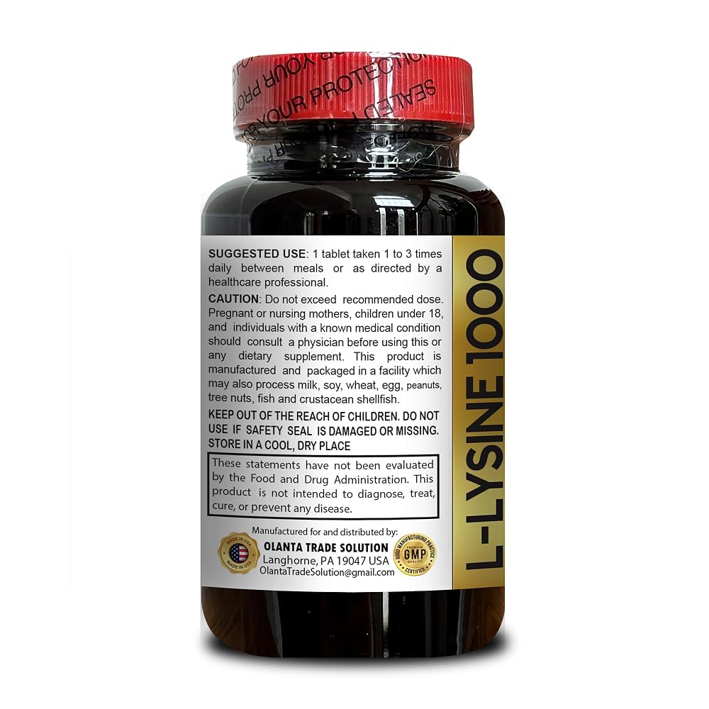 OLANTA TRADE SOLUTION L-Lysine 1000 mg Amino Acid - 100 Capsules - image 3