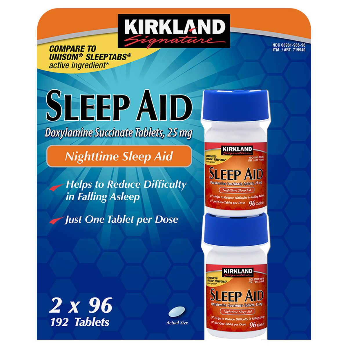 Kirkland Signature Sleep Aid 25 mg - 192 Tablets