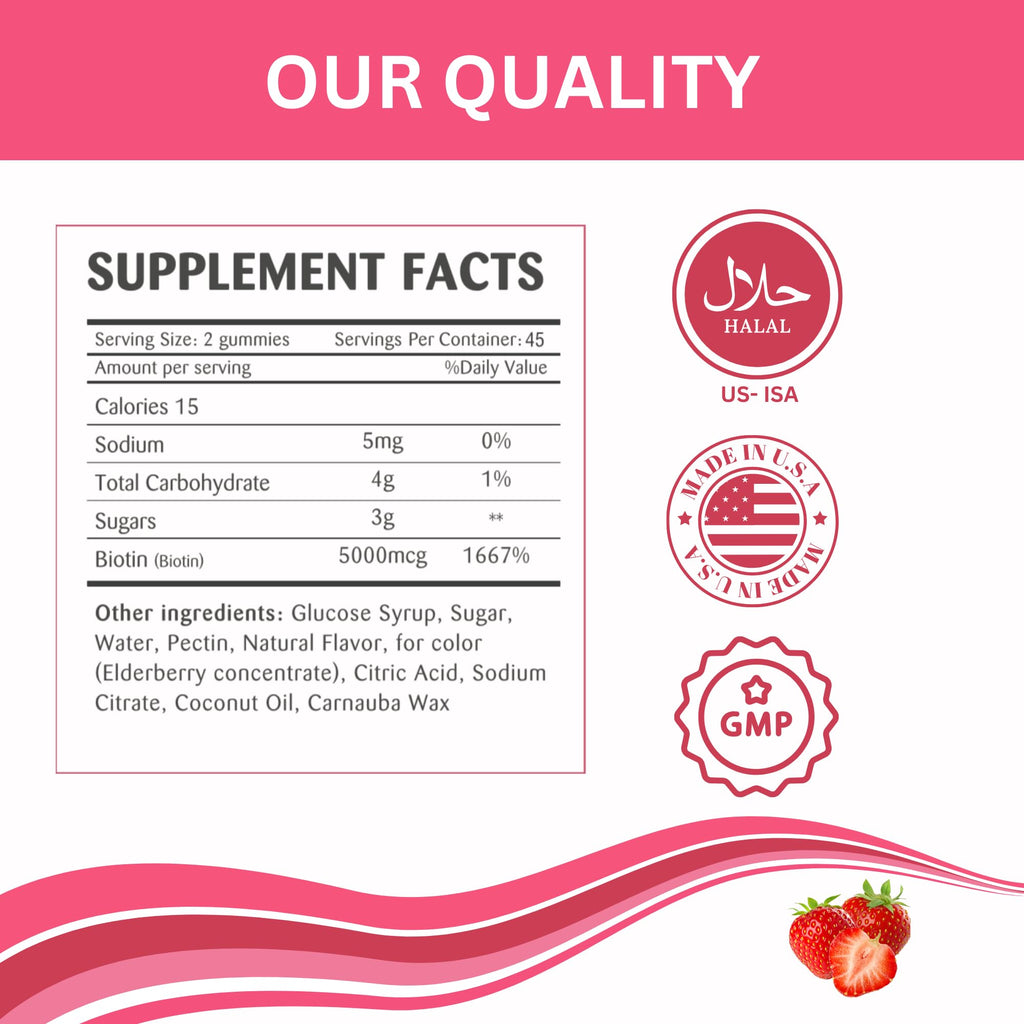 Greenfield Nutritions Halal Biotin Gummies for Hair, Skin & Nails - 90 Gummies - image 5