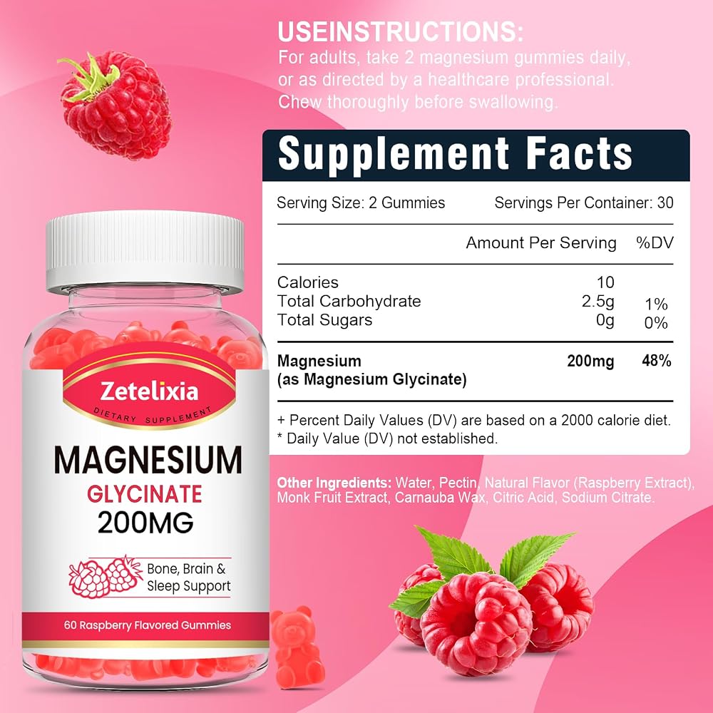 Zetelixia 200MG Magnesium Glycinate Gummies