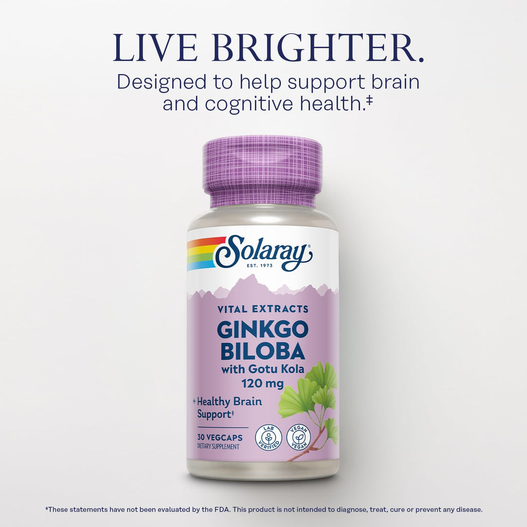 SOLARAY Ginkgo Biloba Extract with Gotu Kola - Ginko Biloba Capsules