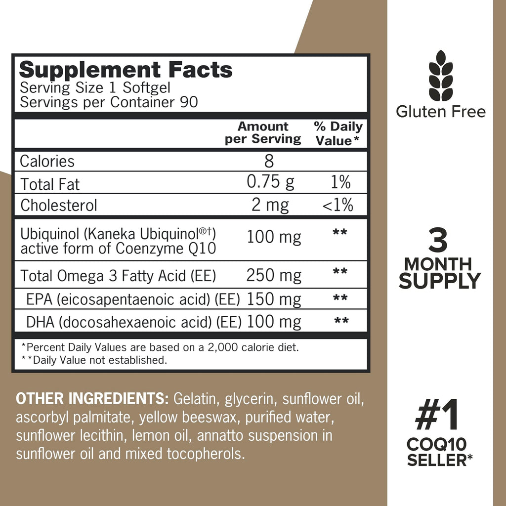 Qunol Plus Ubiquinol CoQ10 100mg with Omega-3 - 90 Softgels - image 5