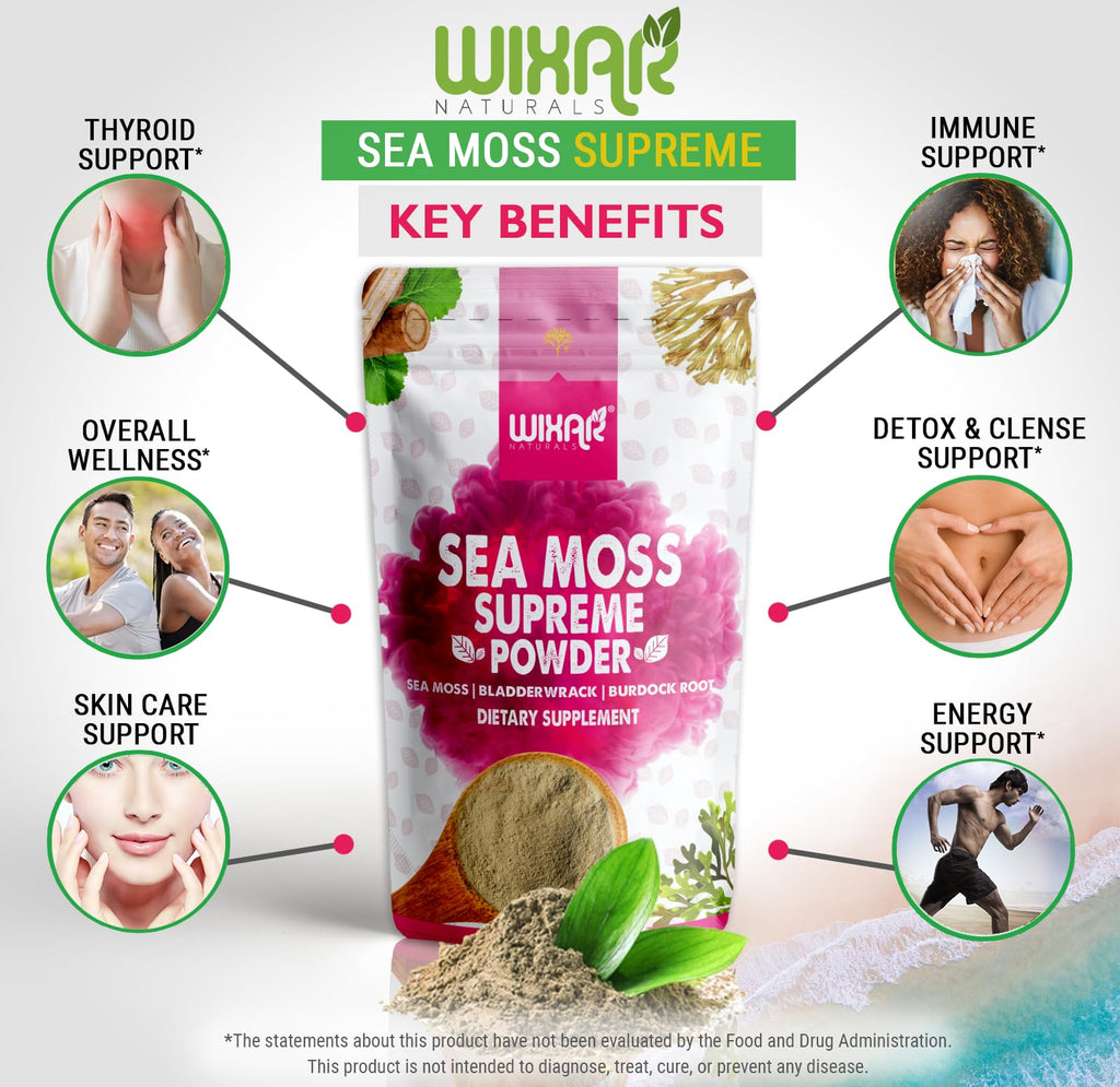 WIXAR NATURALS Sea Moss Powder with Bladderwrack & Burdock - 8 Ounces - image 3