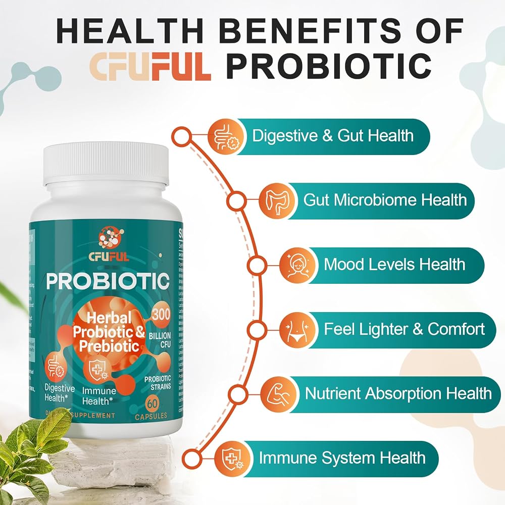 Cfuful 300 Billion CFU Probiotics 24 Strains + 15 Herbs Prebiotic