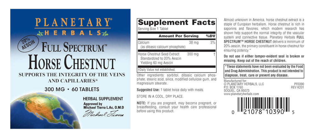 Planetary Herbals Full Spectrum Horse Chestnut 500 mg - 60 Tablets - image 5