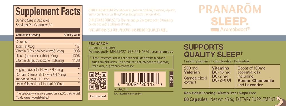 Pranarom Aromaboost Sleep Herbal Supplement - 60 Capsules - image 5