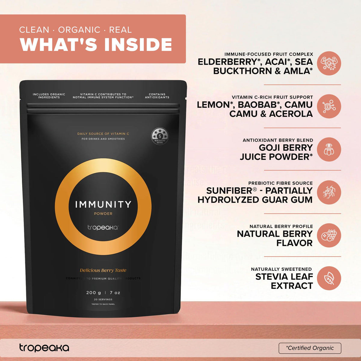 Tropeaka Immunity Powder Immune Support Supplement - 7oz - image 4