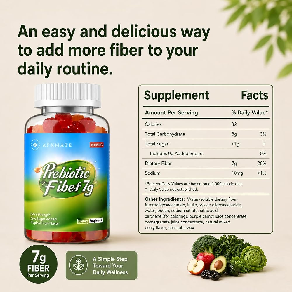 AFXMATE Fiber Supplement Gummies for Digestive Wellness - 120 Gummies - image 2