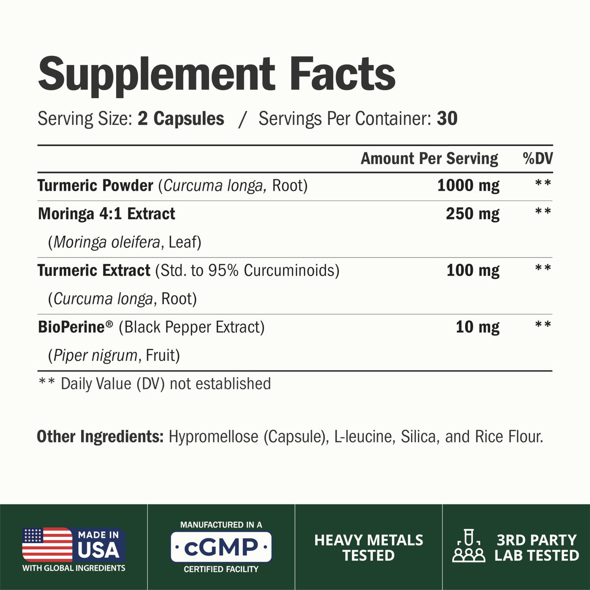 Vimerson Health Moringa 4:1 Extract with Turmeric Capsules - 60 Count - image 2