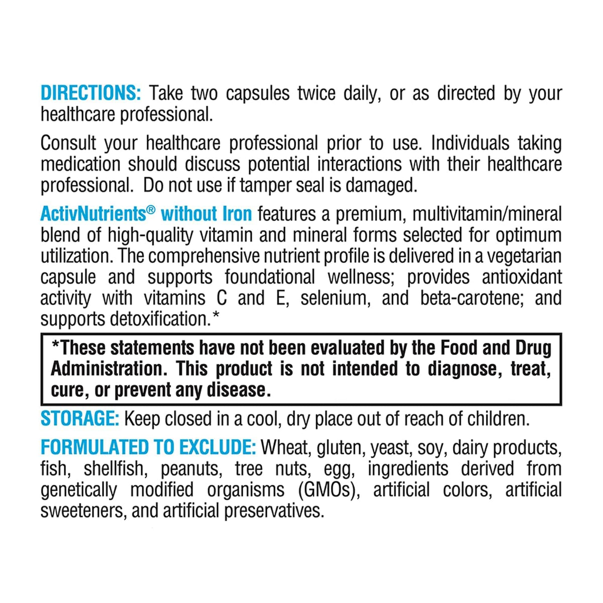 XYMOGEN ActivNutrients Without Iron - 60 Capsules - image 5