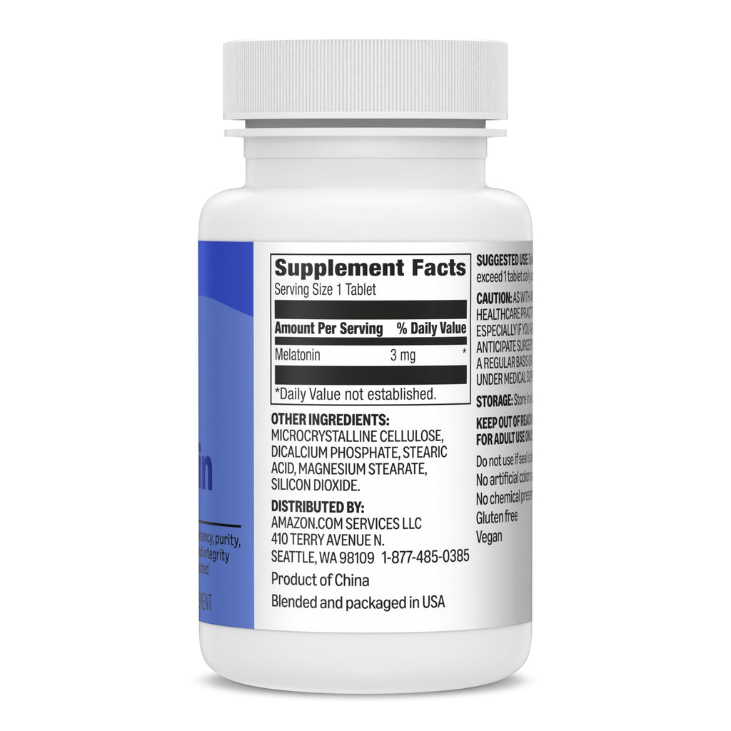 Amazon Basics Melatonin 3mg Sleep Support - 260 Tablets - image 5