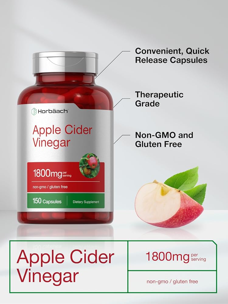 Horbäach Apple Cider Vinegar Capsules 1800mg - 150 Count - image 4
