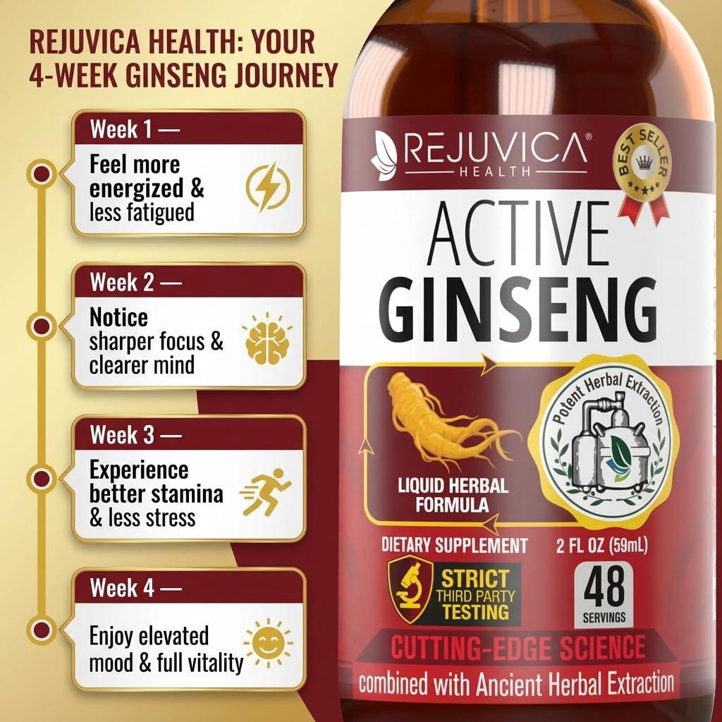 Rejuvica Health Active Ginseng Korean Red Panax Ginseng with Natural