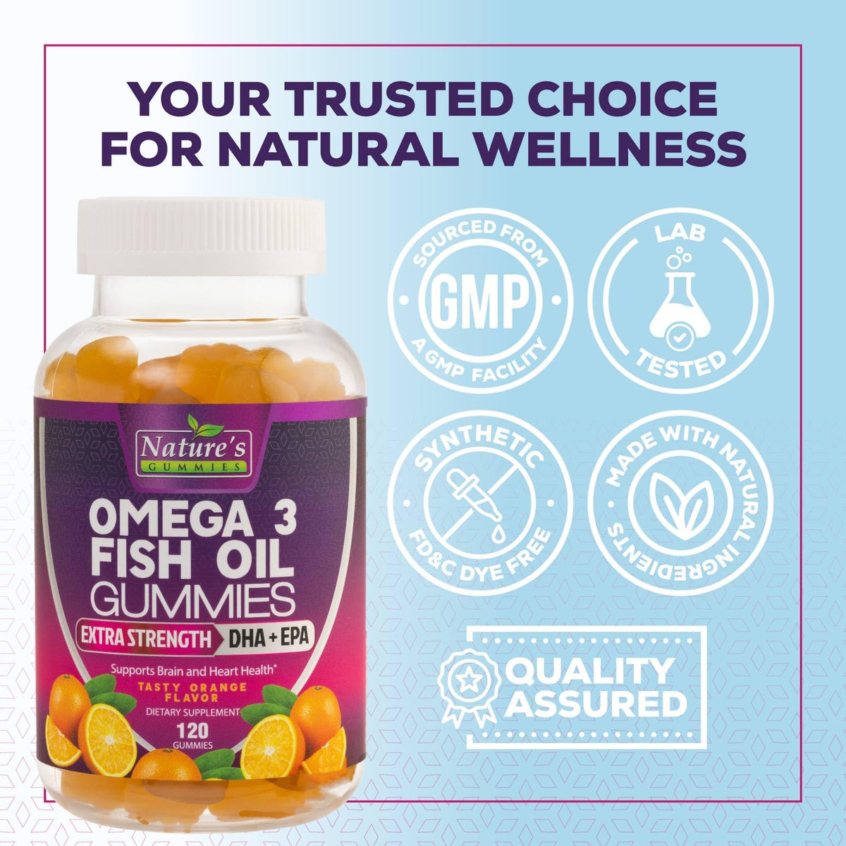 Nature's Nutrition Omega 3 Fish Oil Gummies - Extra Strength Omega-3