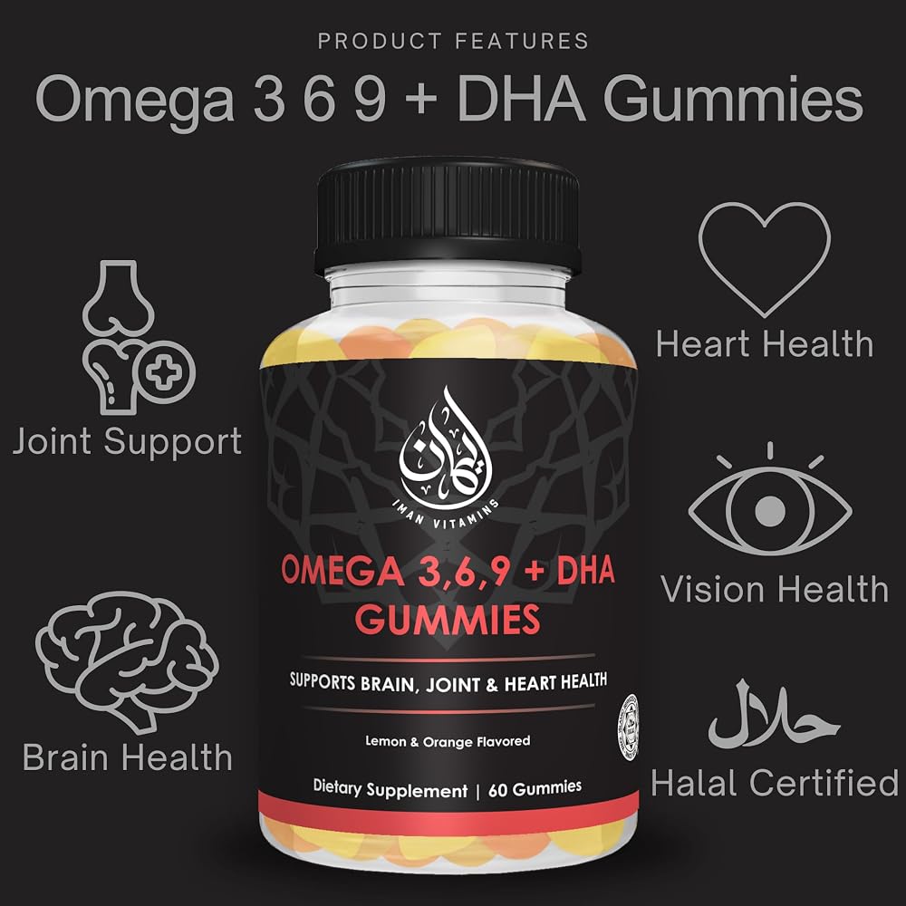 Iman Vitamins Halal Omega 3 Gummies with DHA, Plant Based - 60 Count - image 2
