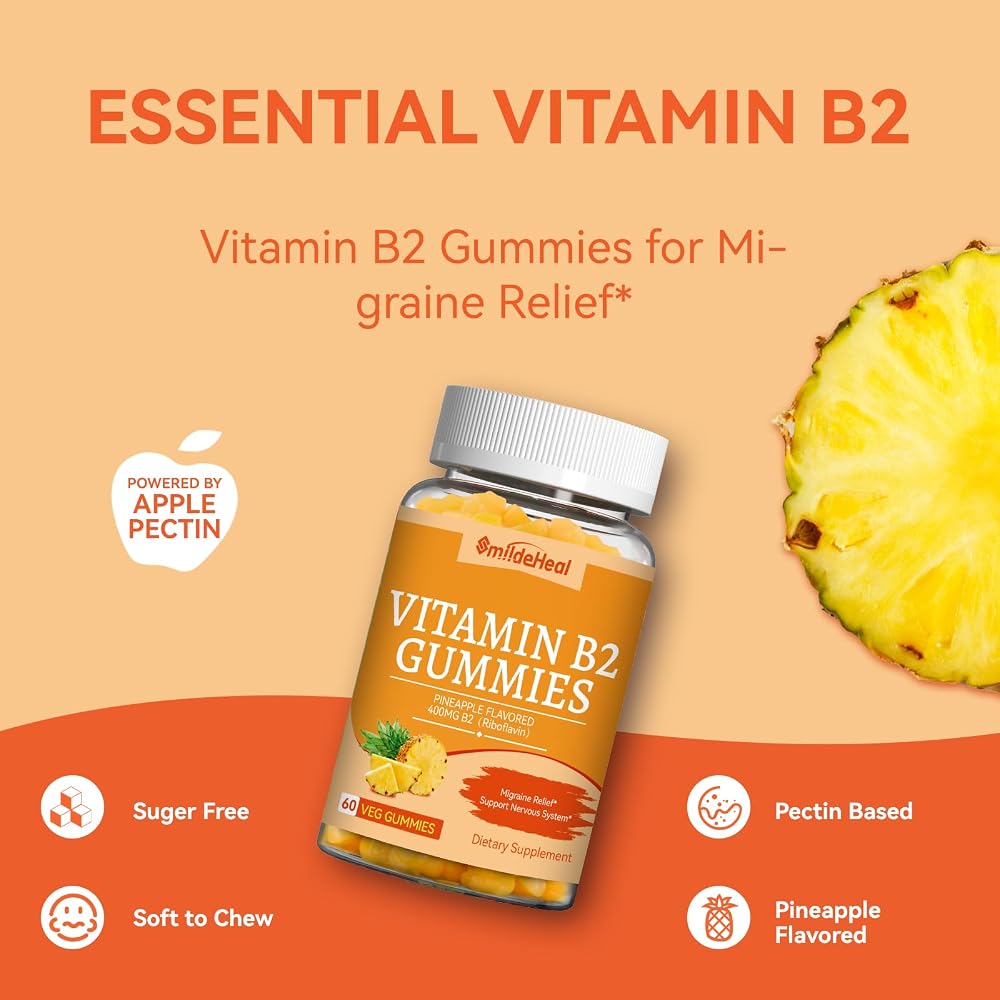SmildeHeal Vitamin B2 Gummies,Riboflavin 400mg Supplement