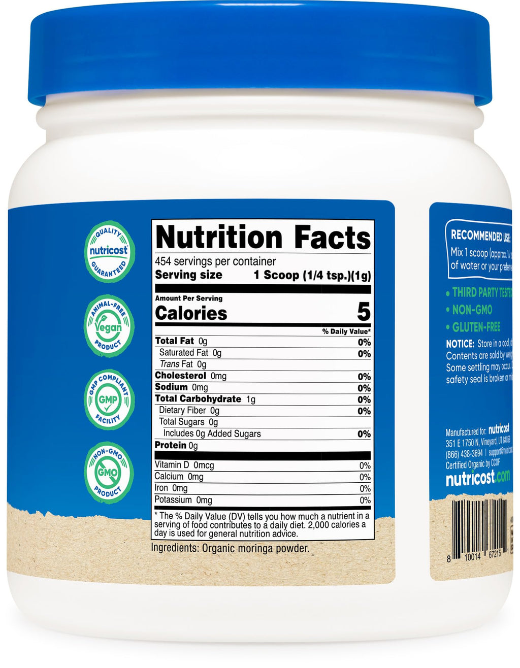 Nutricost Organic Moringa Powder - 16 oz - image 5