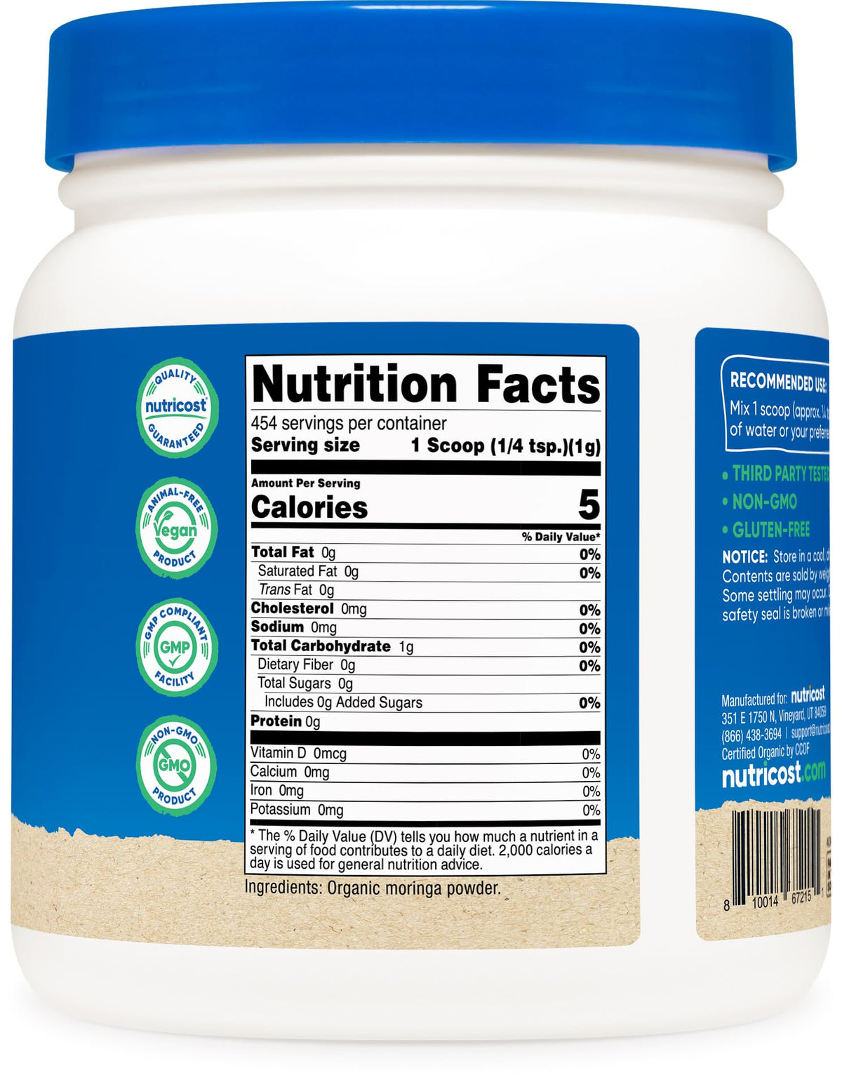 Nutricost Organic Moringa Powder - 16 oz - image 5